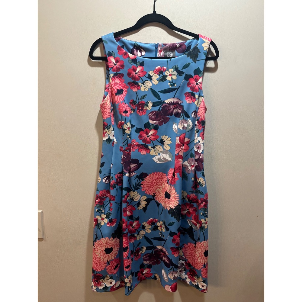 Vince Camuto Floral Print Sleeveless Dress Women's Size 12 Blue‎ Pink